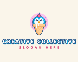 Penguin Dessert Cone logo design