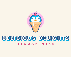 Penguin Dessert Cone logo design