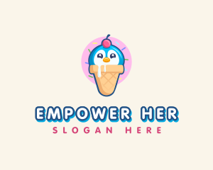 Penguin Dessert Cone logo design