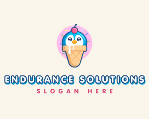 Penguin Dessert Cone logo design