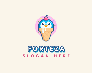 Penguin Dessert Cone logo design