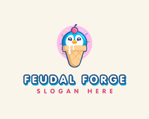 Penguin Dessert Cone logo design