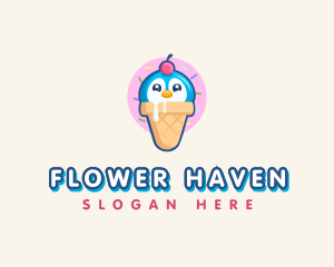 Penguin Dessert Cone logo design