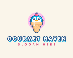 Penguin Dessert Cone logo design