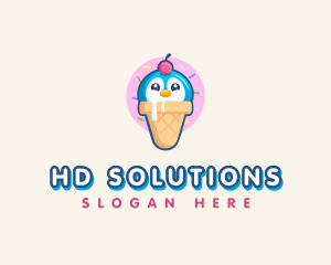 Penguin Dessert Cone logo design