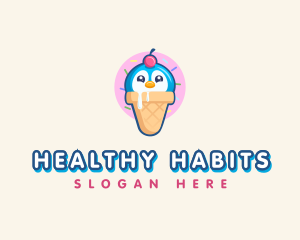 Penguin Dessert Cone logo design