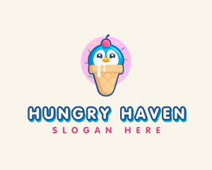 Penguin Dessert Cone logo design