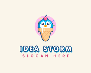 Penguin Dessert Cone logo design