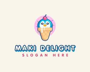 Penguin Dessert Cone logo design