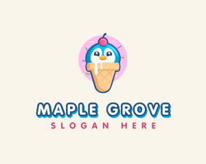 Penguin Dessert Cone logo design