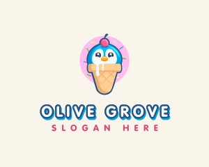 Penguin Dessert Cone logo design