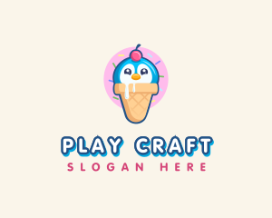 Penguin Dessert Cone logo design