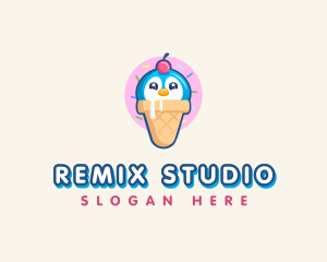 Penguin Dessert Cone logo design