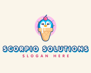 Penguin Dessert Cone logo design