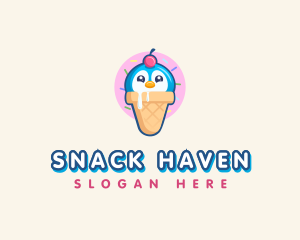 Penguin Dessert Cone logo design