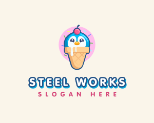 Penguin Dessert Cone logo design