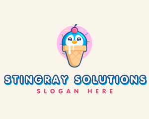 Penguin Dessert Cone logo design