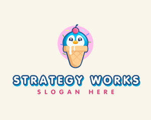 Penguin Dessert Cone logo design