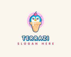 Penguin Dessert Cone logo design