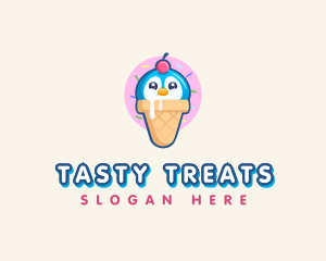 Penguin Dessert Cone logo design