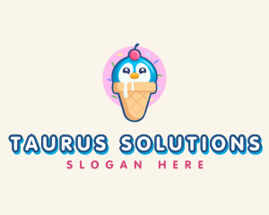 Penguin Dessert Cone logo design