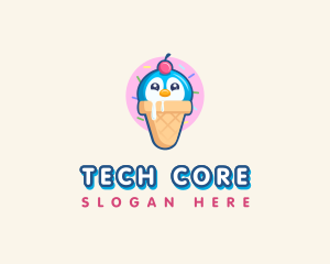 Penguin Dessert Cone logo design