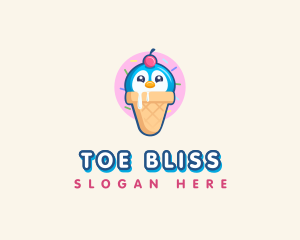 Penguin Dessert Cone logo design