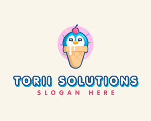 Penguin Dessert Cone logo design