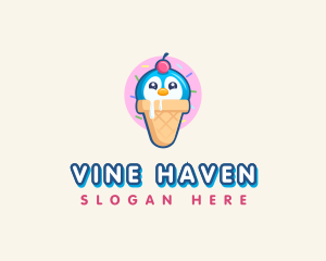 Penguin Dessert Cone logo design