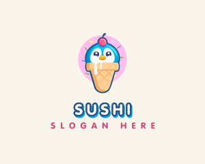 Penguin Dessert Cone logo design