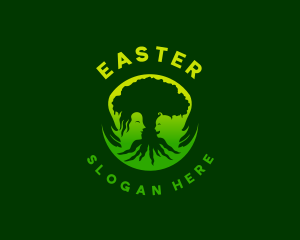 Peace - Globe Tree Parenting Hands logo design