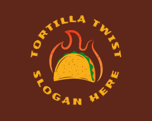 Tortilla - Flaming Rustic Taco logo design