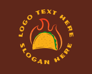Taqueria - Flaming Rustic Taco logo design