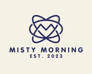 Scientific Atom Letter M logo design