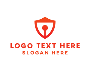 Simple - Red Keyhole Shield logo design