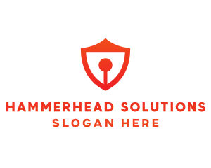 Red Keyhole Shield logo design