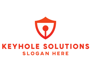 Keyhole - Red Keyhole Shield logo design