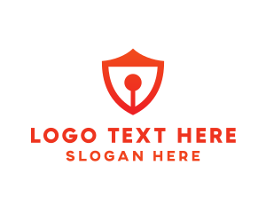 Protection - Red Keyhole Shield logo design