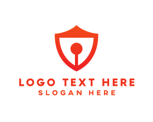 Keyhole - Red Keyhole Shield logo design