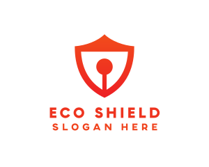 Red Keyhole Shield logo design