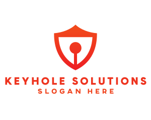 Keyhole - Red Keyhole Shield logo design