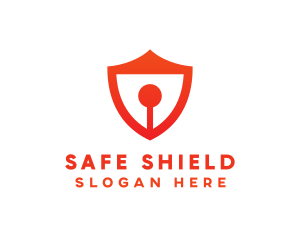 Red Keyhole Shield logo design