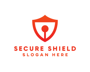 Red Keyhole Shield logo design