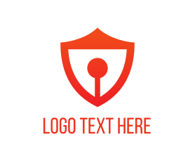 Shield - Red Keyhole Shield logo design