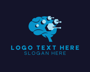 Virtual - Digital Brain Pixel logo design