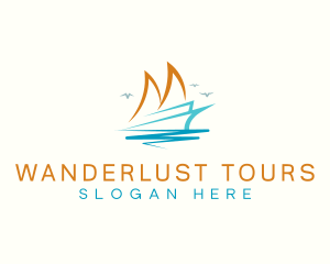 Sailboat Yacht Cruise logo design