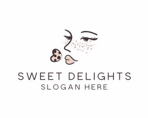 Desserts - Woman Heart Cookie Kiss logo design