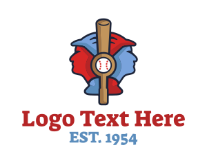 Little League - Baseball Bat Players logo design