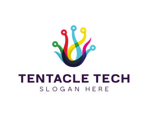 Colorful Circuit Tentacles logo design