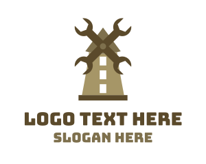 Mill - Brown Wrench Windmill logo design